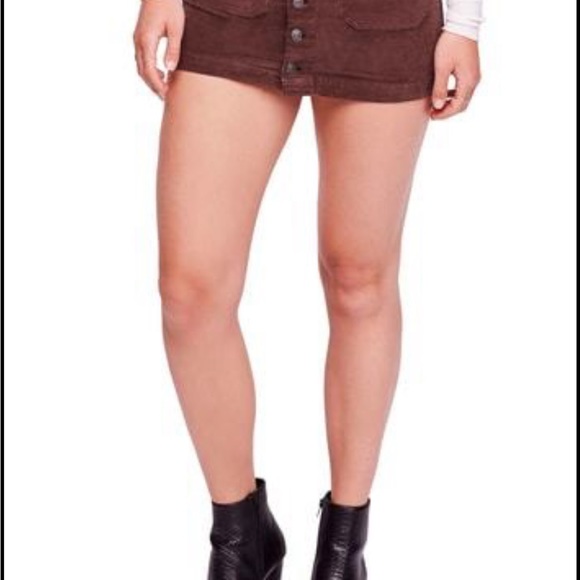 Free People Corduroy Burgundy Mini Skirt - Picture 6 of 9